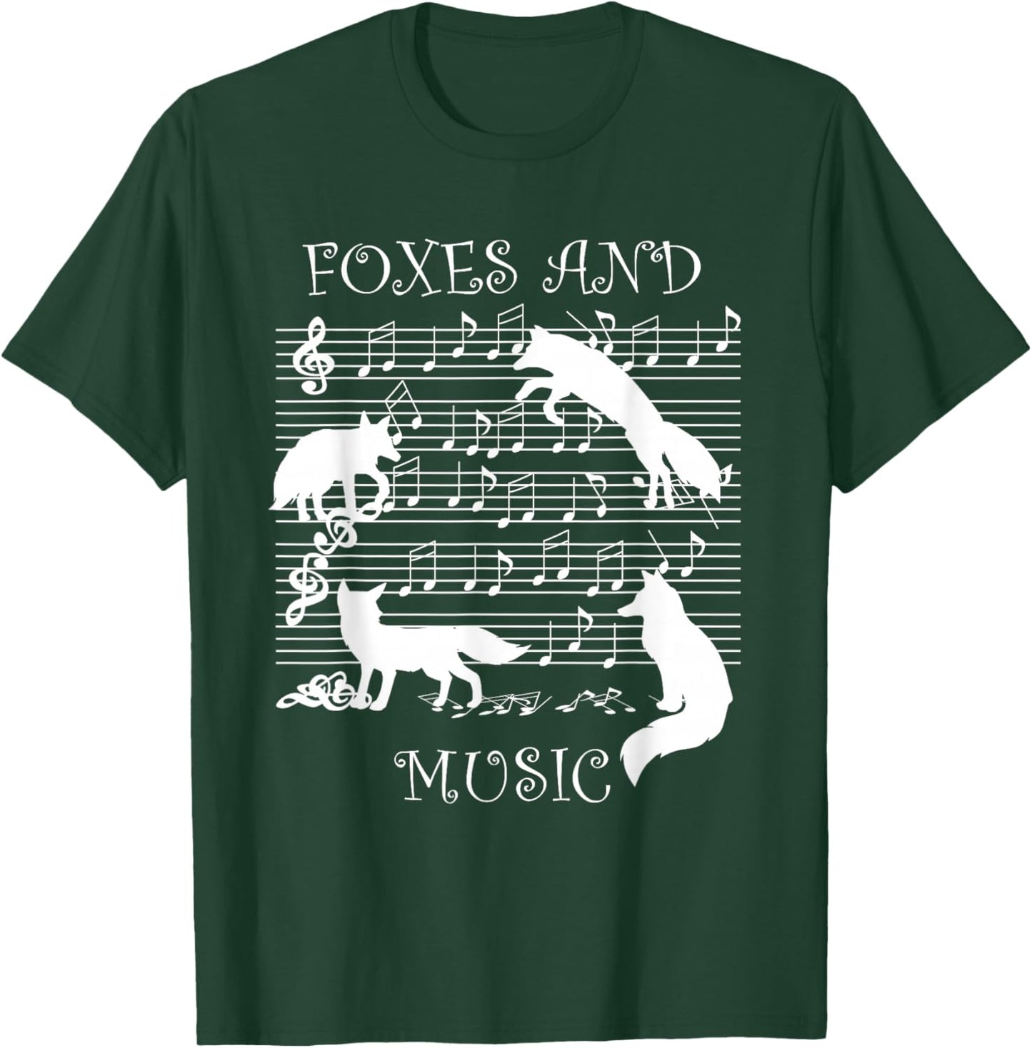 Foxes and Music Note Musician Fox Wildlife T-Shirt - T-Shirt | Forest