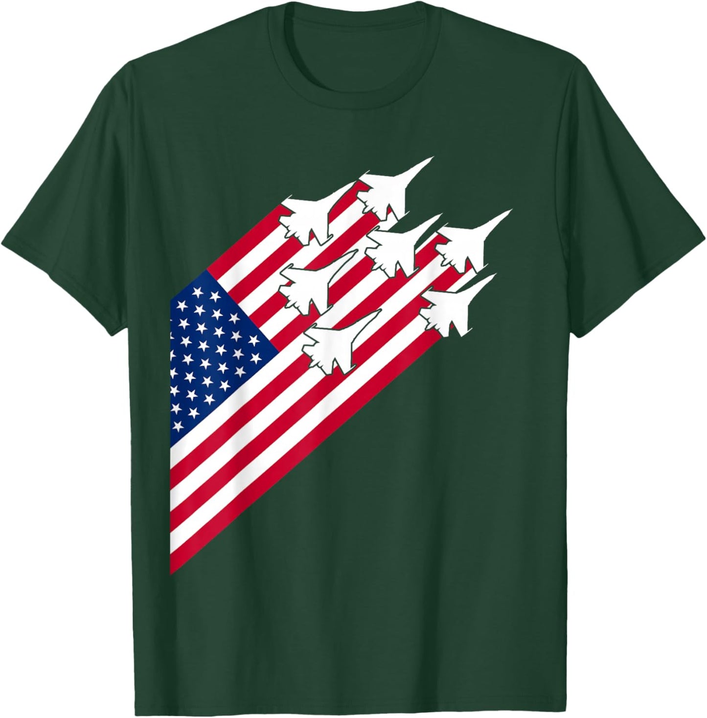 Fighter Jets USA Flag 4th of July Fighter Jet Flag T-Shirt - T-Shirt | Forest