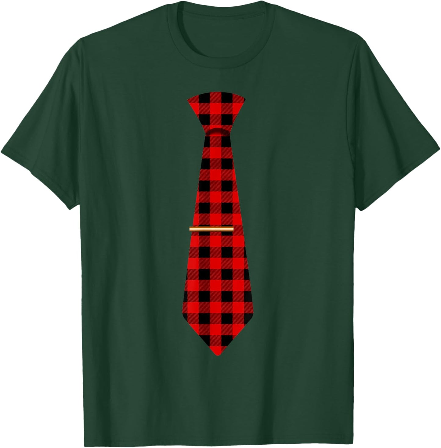 Red Buffalo Plaid Neck Tie Matching Christmas Costume 2021 T-Shirt - T-Shirt | Forest