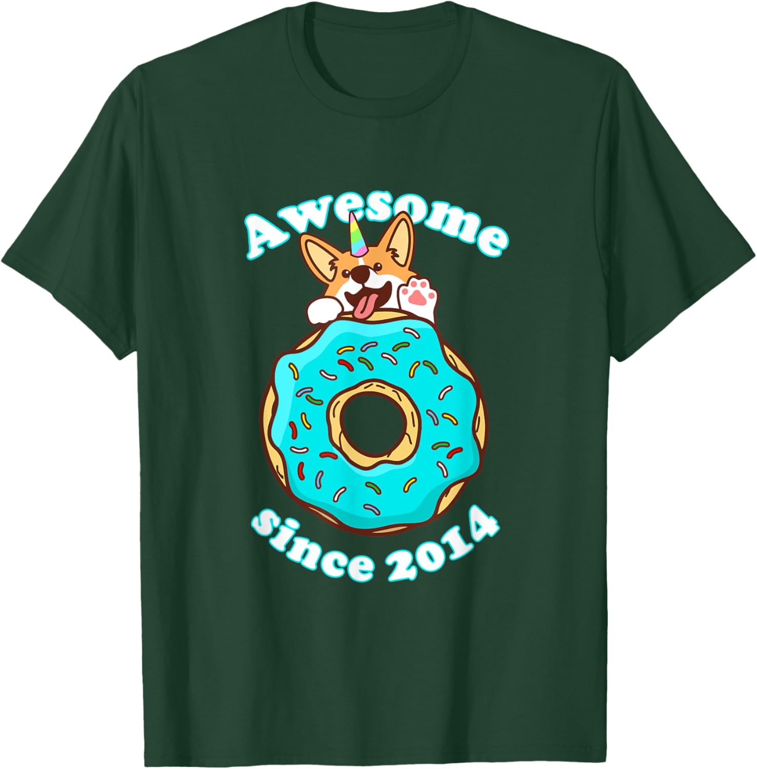 Awesome since 2014 Puppy Donut Welsh Corgi Birthday Childs T-Shirt - T-Shirt | Forest