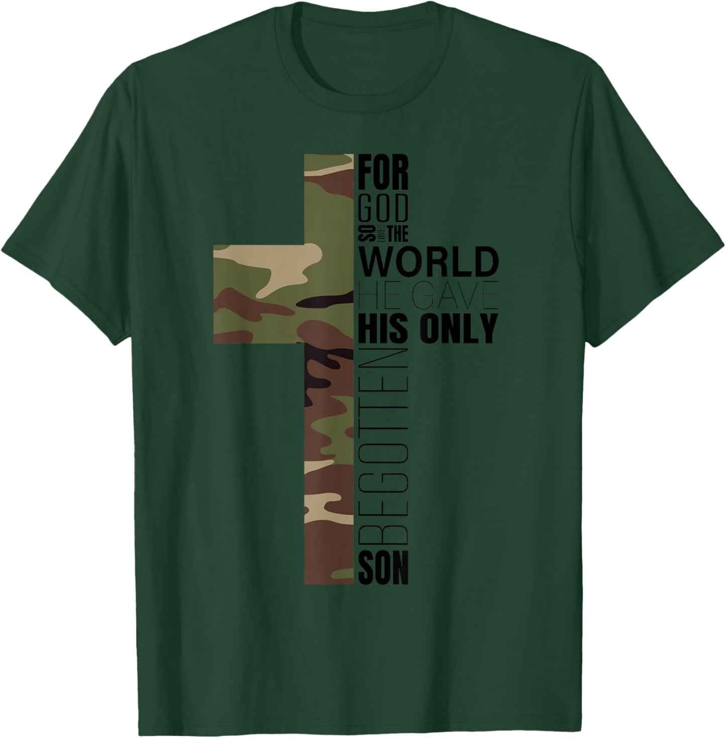 Green Camo Christian Cross Gifts Men John 3 16 Bible Verse Premium T-Shirt - T-Shirt | Forest