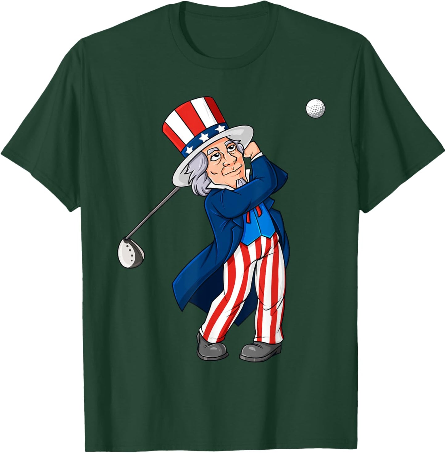 Uncle Sam Golfing 4th Of July Patriotic Boys Kids Teens Golf T-Shirt - T-Shirt | Forest