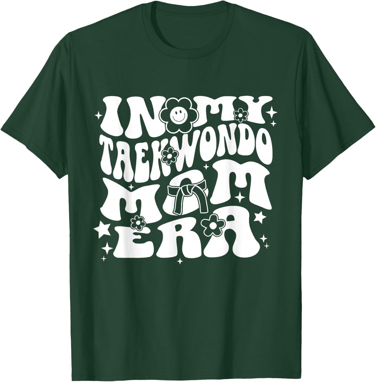 In My Taekwondo Mom Era Retro Groovy Martial Arts Sports T-Shirt - T-Shirt | Forest