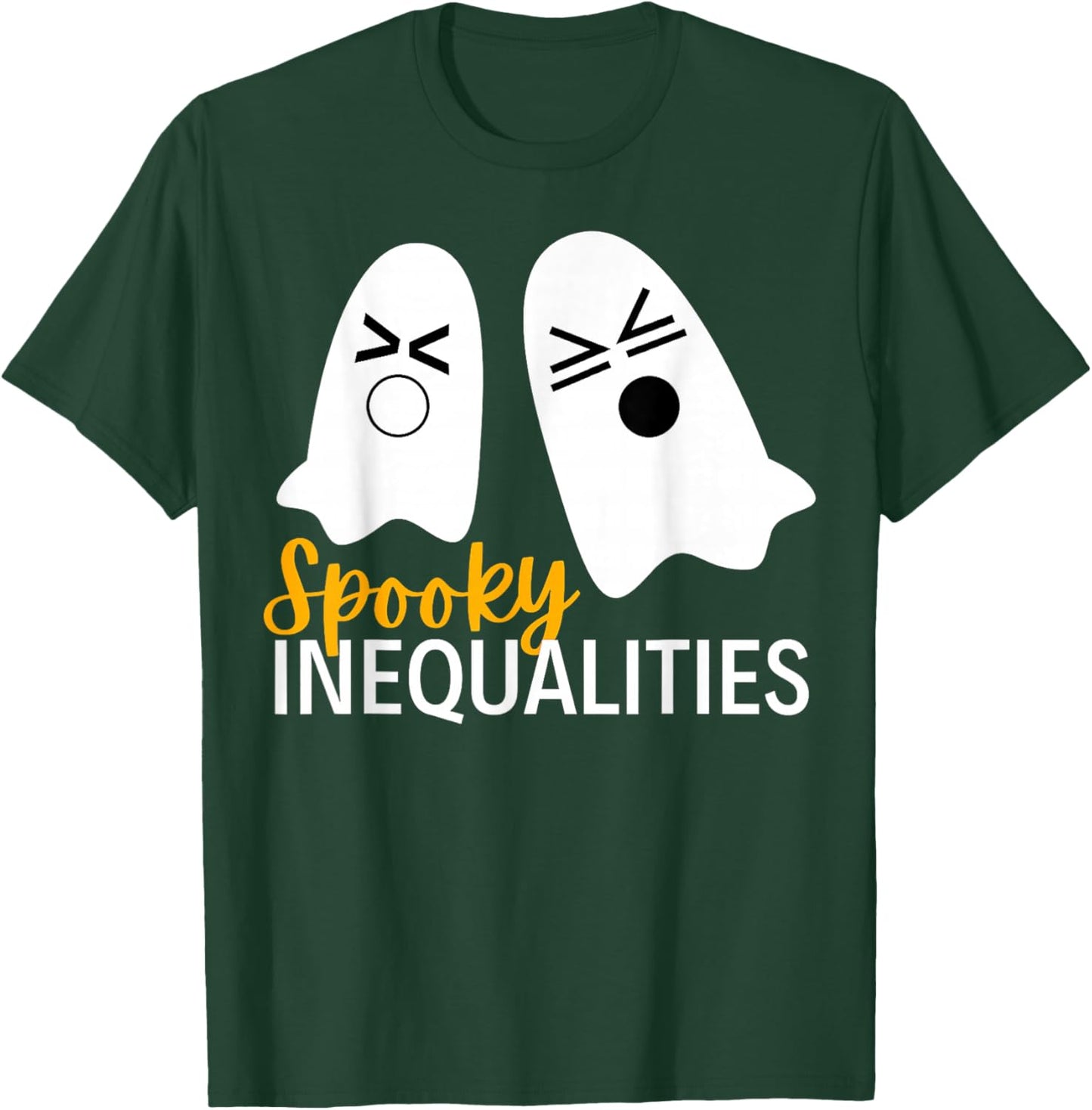 Spooky Ghost Inequalities Funny Halloween Math Teacher T-Shirt - T-Shirt | Forest