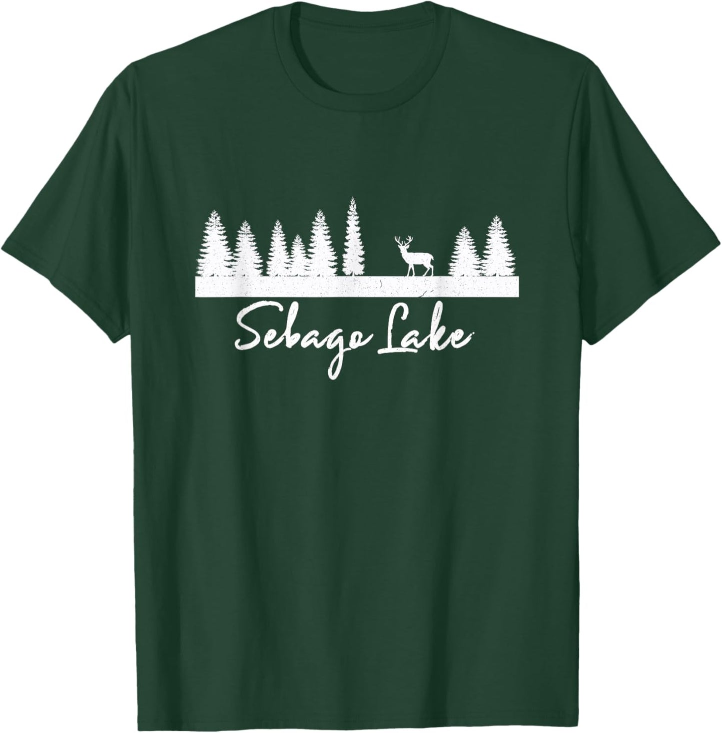 Sebago Lake Maine Rustic Deer Buck Woods Forest Campground T-Shirt - T-Shirt | Forest