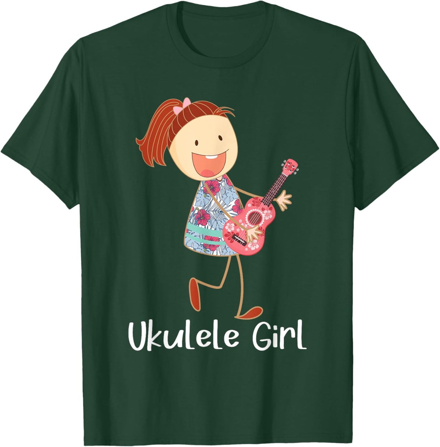 Ukulele Girl - Ukulelist Guitarist Music Lover T-Shirt - T-Shirt | Forest