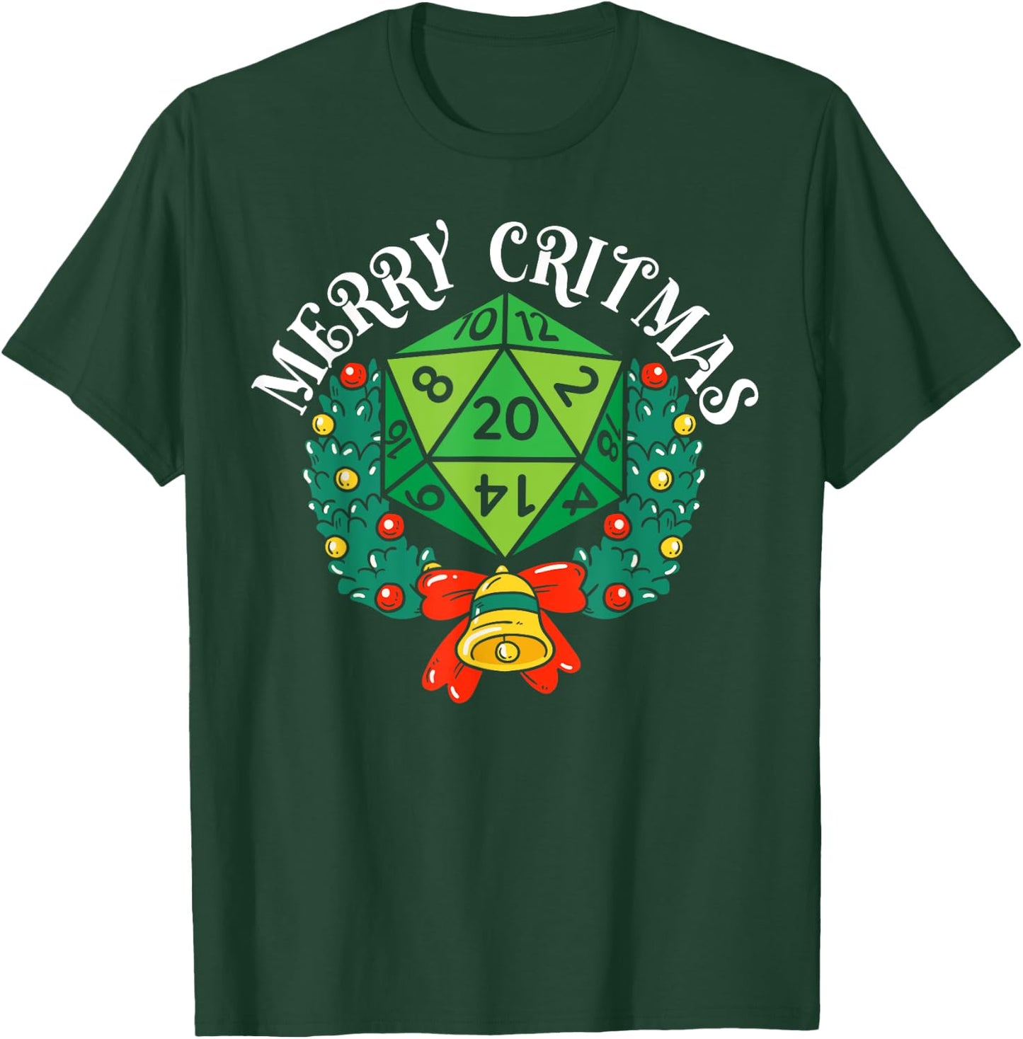 Merry Critmas RPG Gaming D20 Games Funny RPG Gamer T-Shirt - T-Shirt | Forest