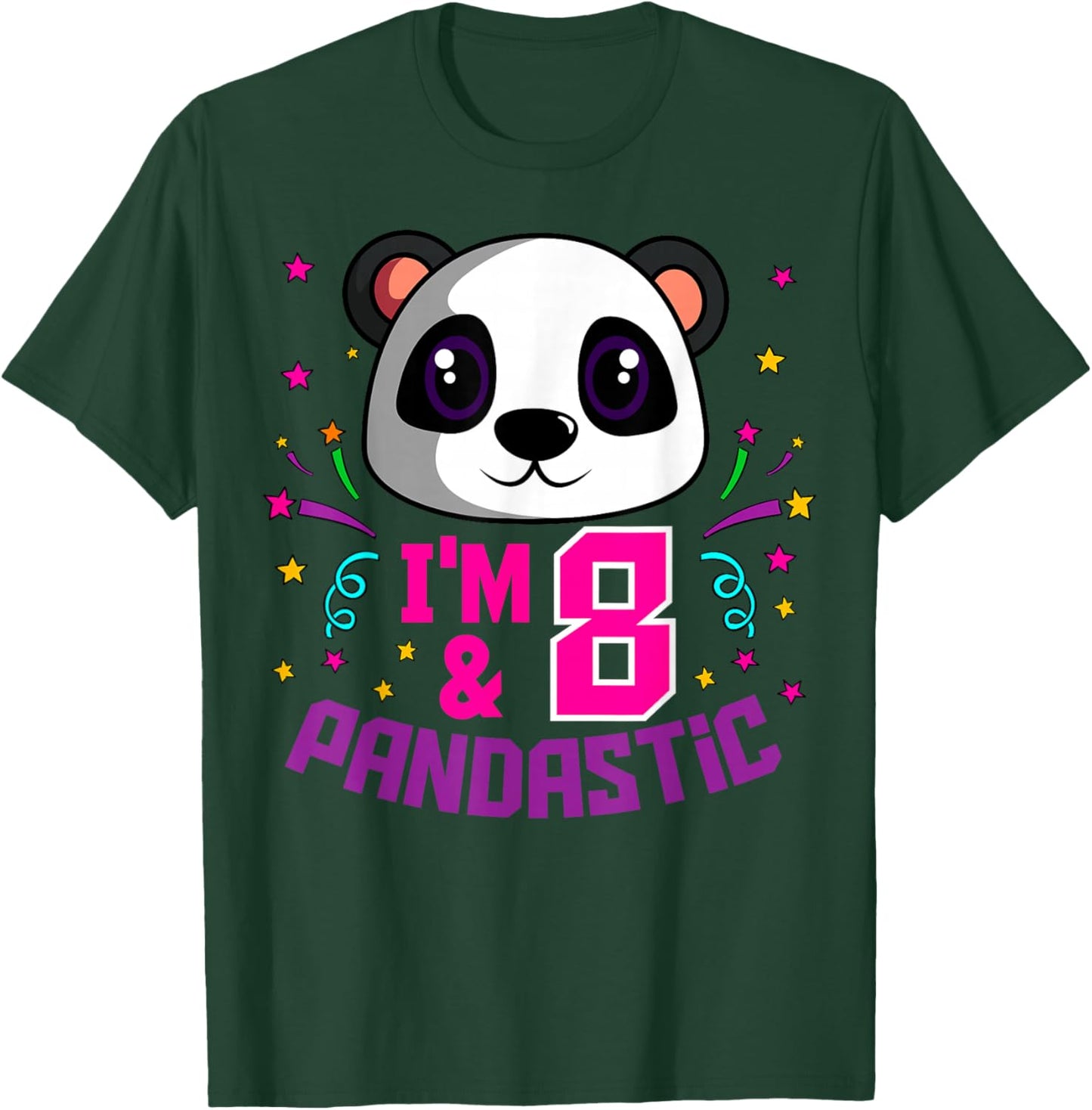 I'm 8 & Pandastic Birthday Party Panda Bday Celebration T-Shirt - T-Shirt | Forest