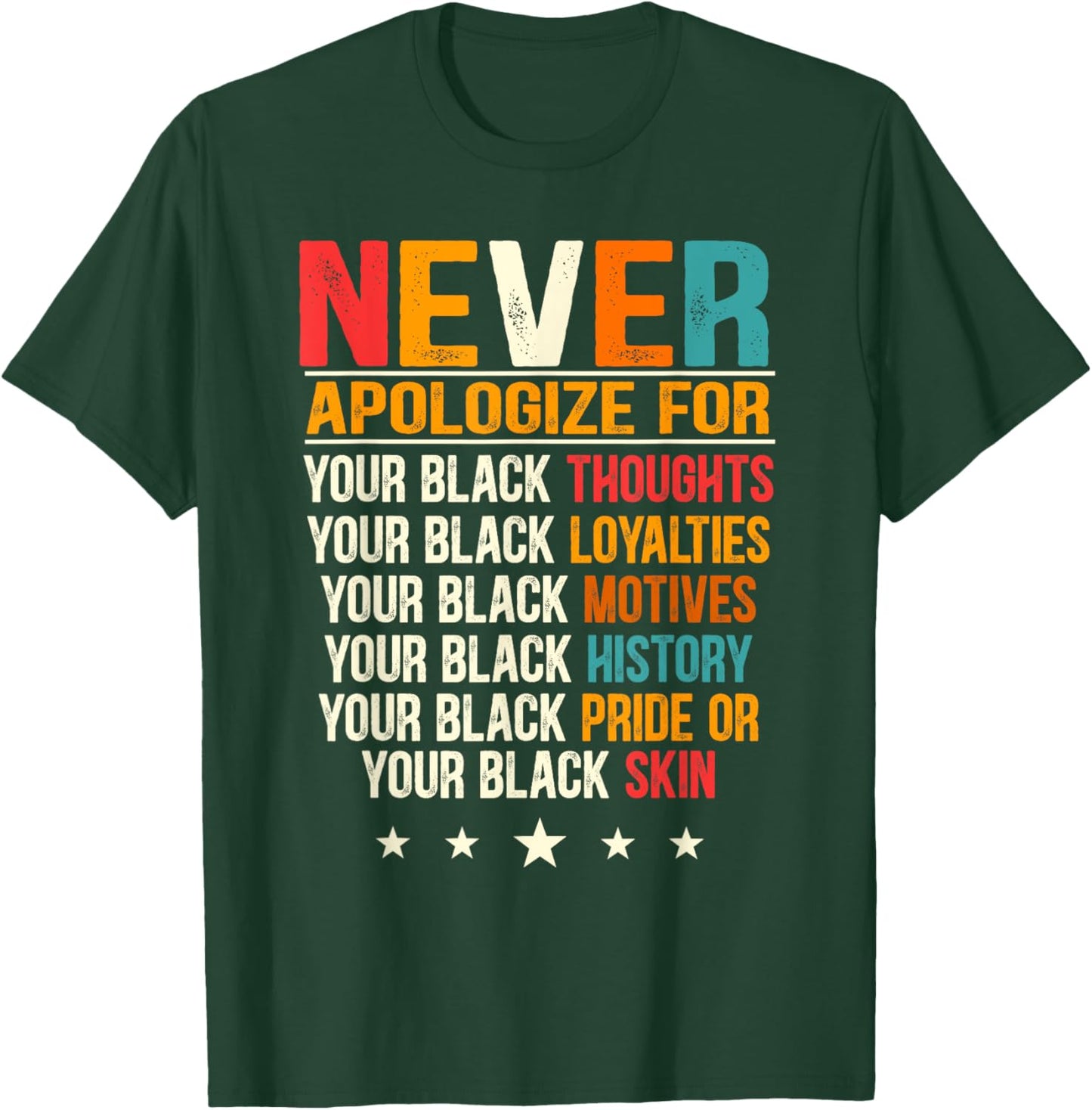 Juneteenth Black Pride Never Apologize Black History Month T-Shirt - T-Shirt | Forest