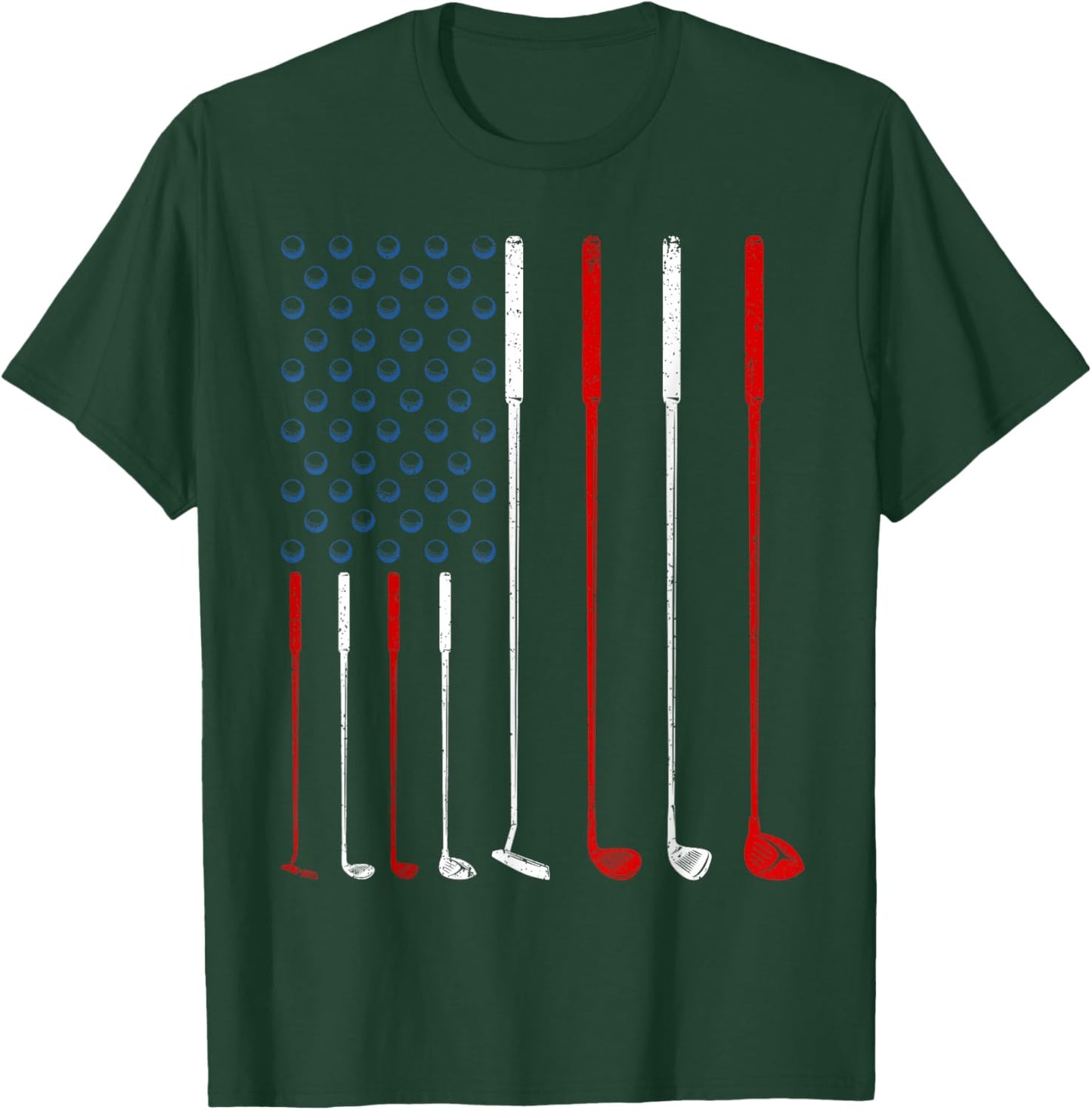 Golf Clubs American Flag T-Shirt - T-Shirt | Forest