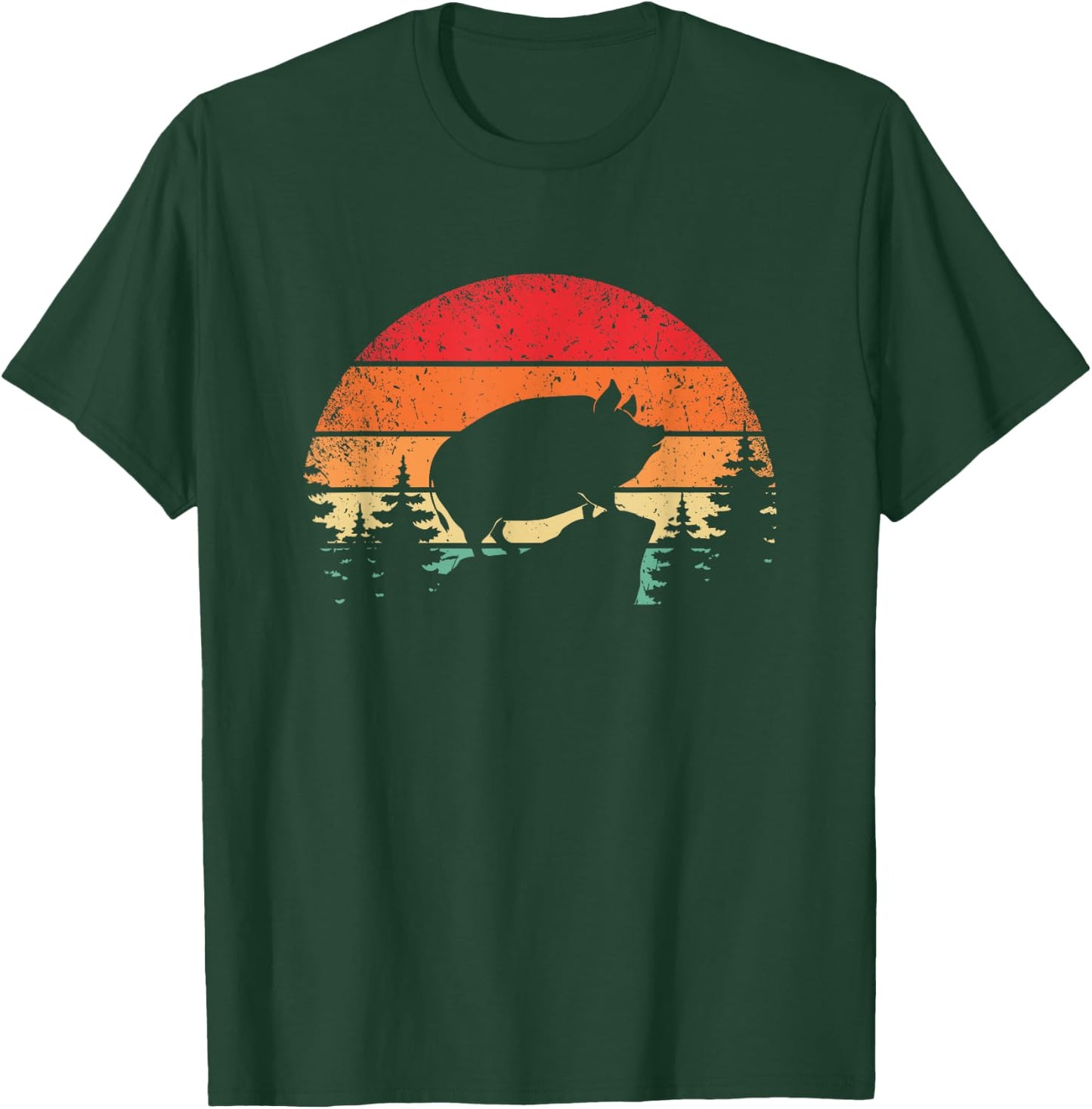 Retro pig pot belly pig T-Shirt - T-Shirt | Forest