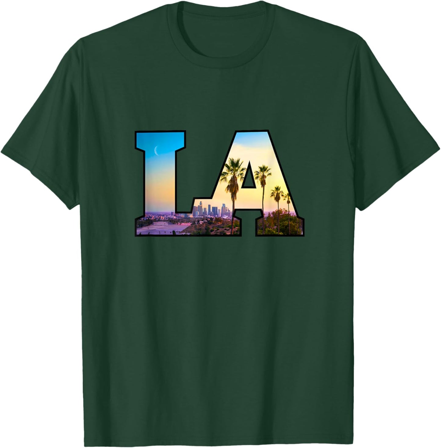 LA City Skyline of Downtown Los Angeles, California T-Shirt - T-Shirt | Forest