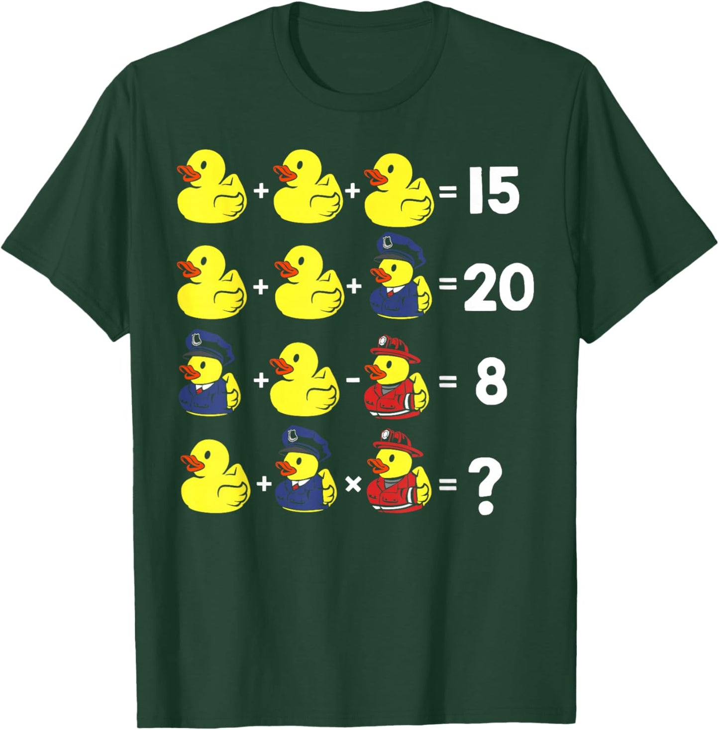 Math Teacher Humor Rubber Duck Graphic Order Of Operations Women Girls Kids T-Shirt - T-Shirt | Forest