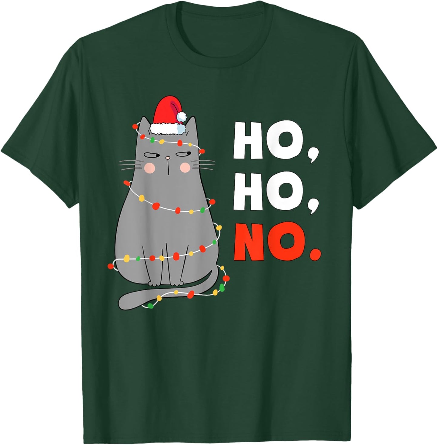 Cat Christmas Shirt Kids Funny Santa Cat Christmas Lights T-Shirt - T-Shirt | Forest