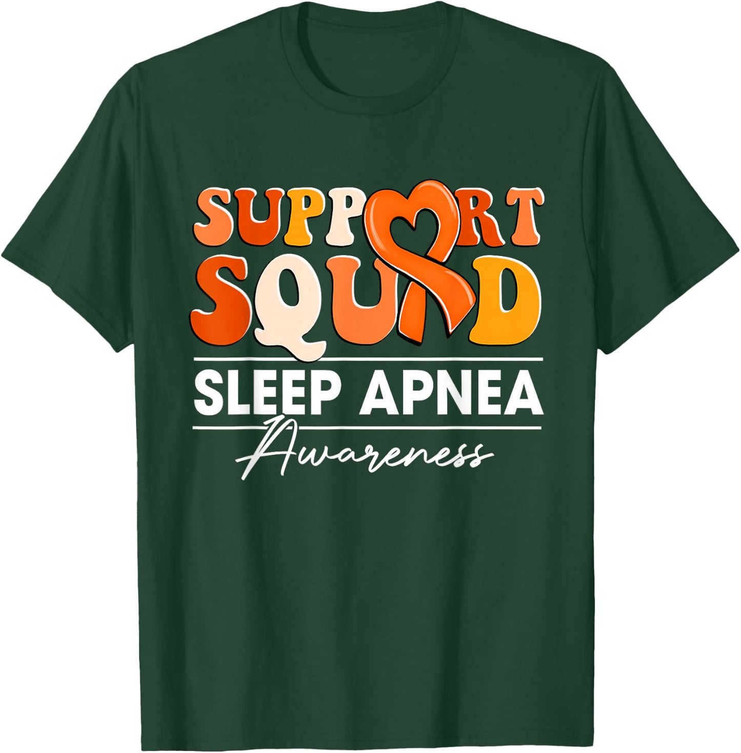 Groovy Support Squad Orange Ribbon Sleep Apnea Awareness T-Shirt - T-Shirt | Forest
