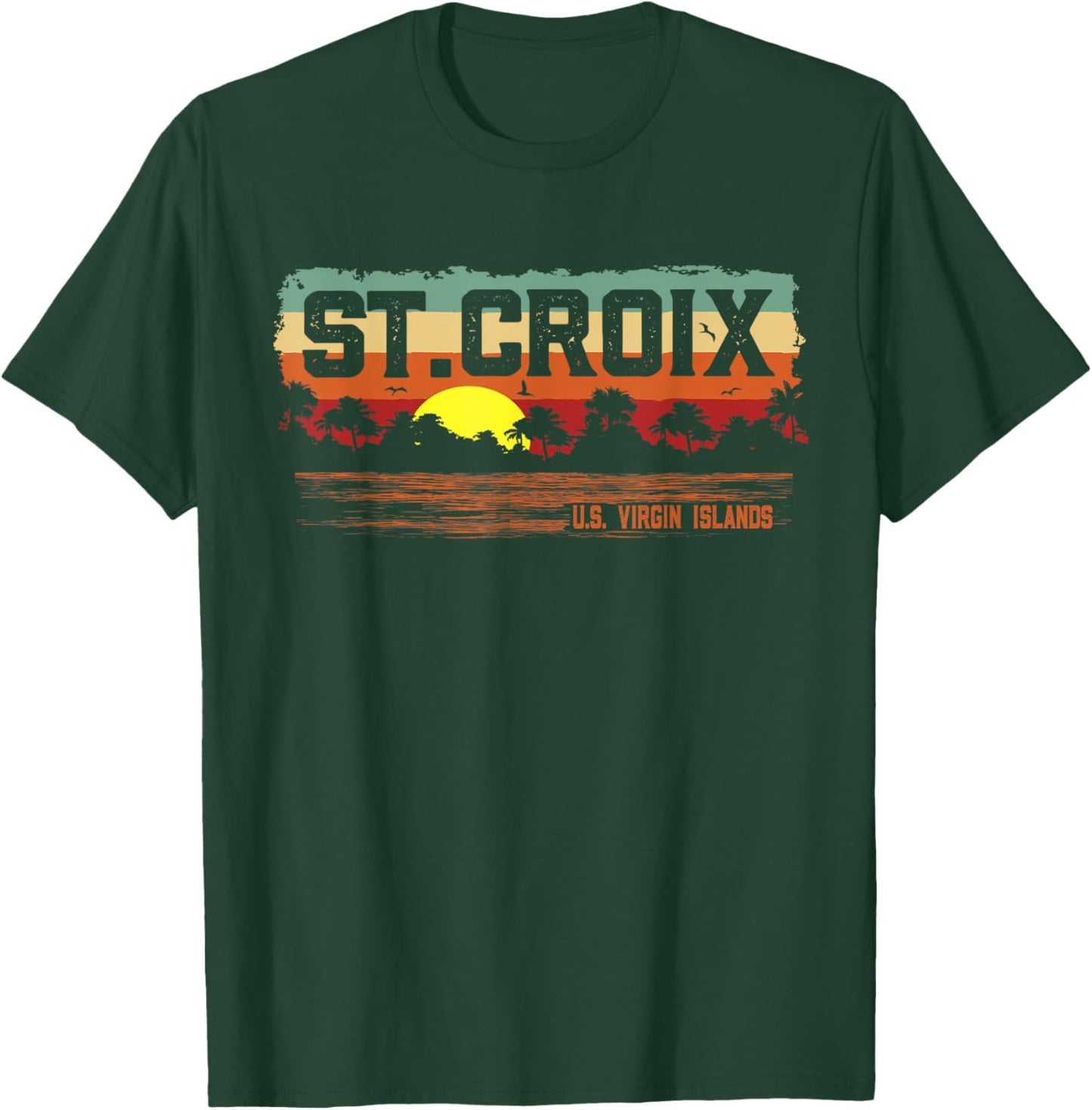 Vintage Sunset St. Croix USVI T-Shirt - T-Shirt | Forest