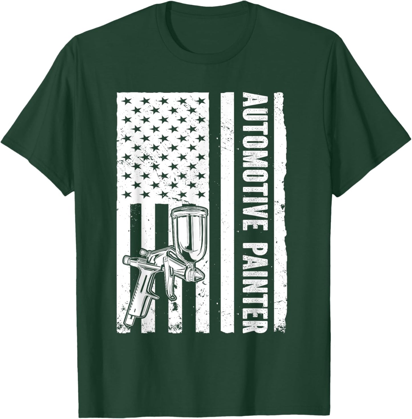 Auto Body Painter USA Flag Automotive Painter T-Shirt - T-Shirt | Forest