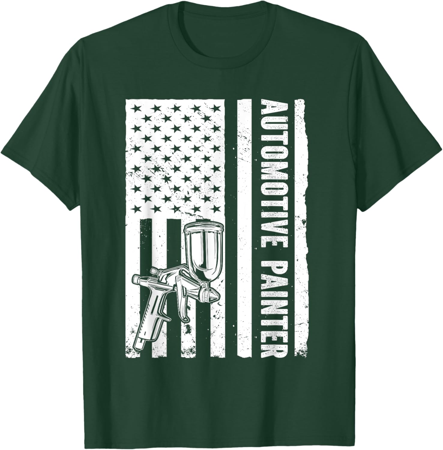 Auto Body Painter USA Flag Automotive Painter T-Shirt - T-Shirt | Forest