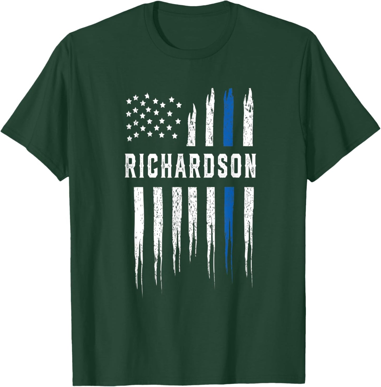 Thin Blue Line Heart Richardson Police Officer Texas Cops T-Shirt - T-Shirt | Forest