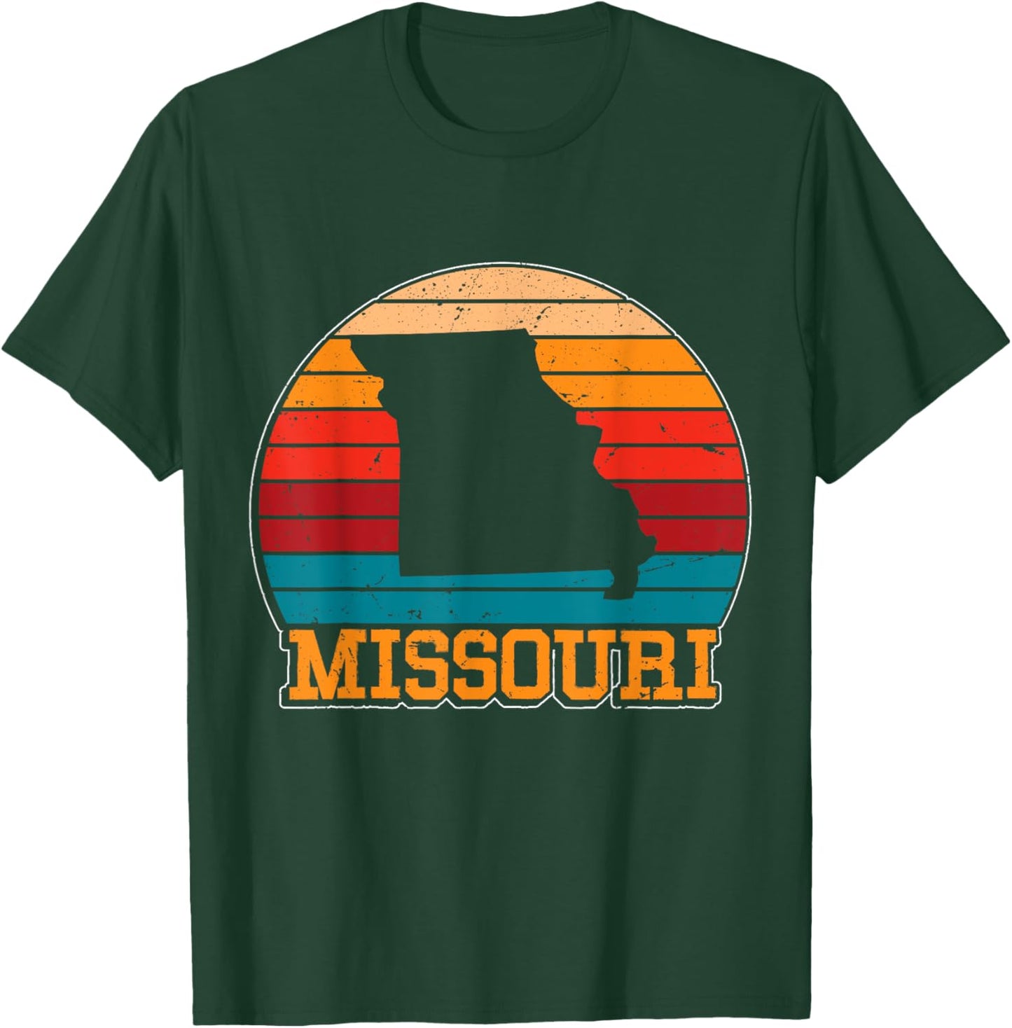 Missouri Retro Vintage Sunset US State Missouri Silhouette T-Shirt - T-Shirt | Forest