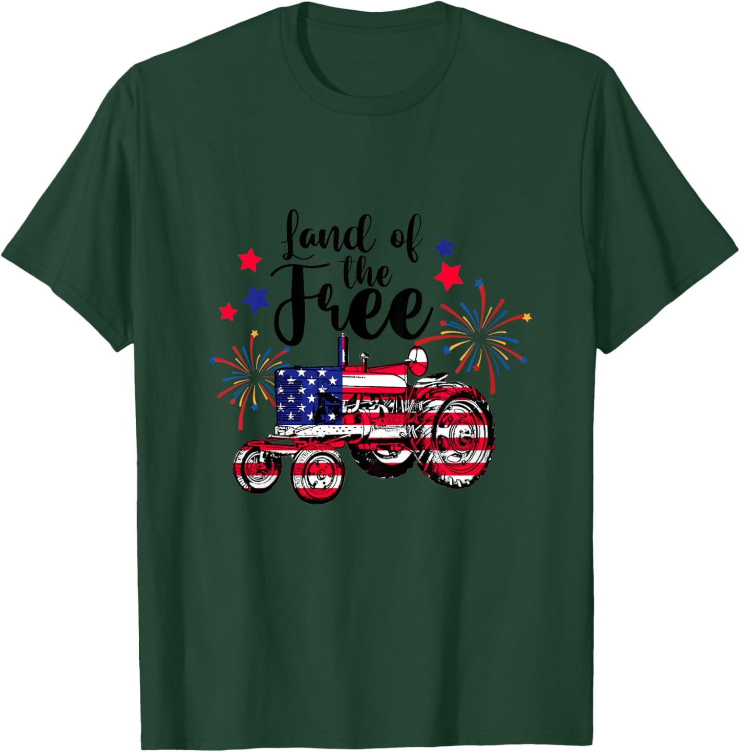 Land Of Free Cute Tractor Farmer Farm 4th Of July Toddler T-Shirt - T-Shirt | Forest