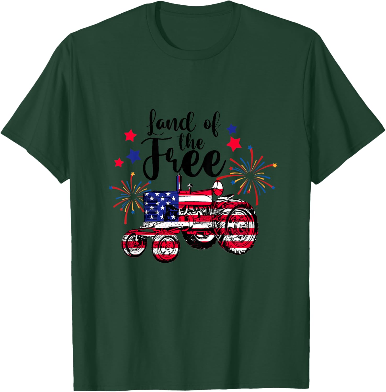 Land Of Free Cute Tractor Farmer Farm 4th Of July Toddler T-Shirt - T-Shirt | Forest