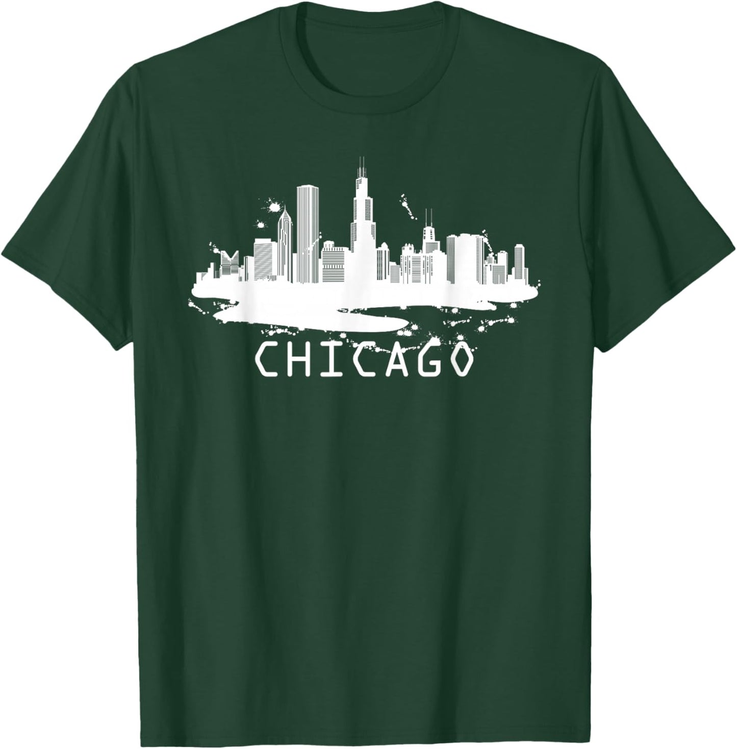 Chicago Cityscape - Chicago Illinois Skyline T-Shirt - T-Shirt | Forest