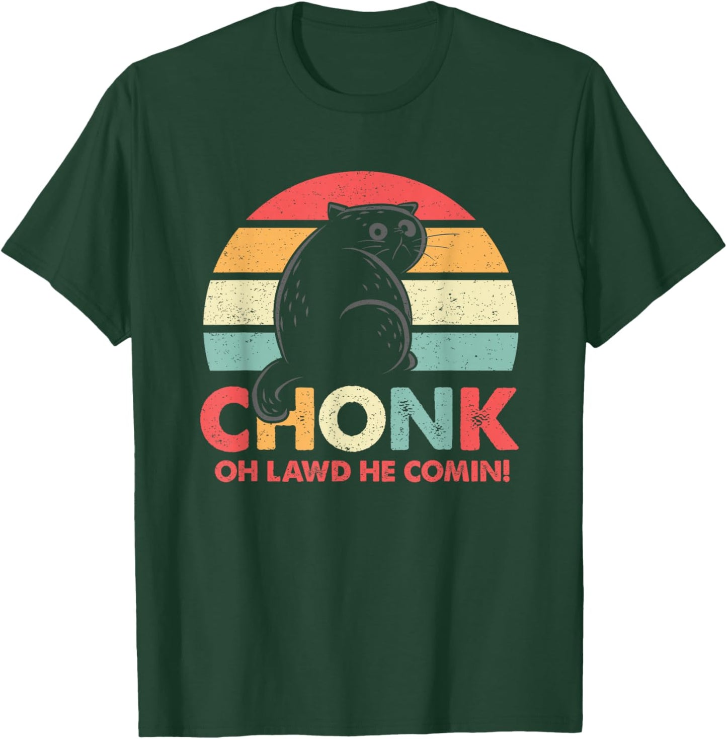 Funny Meme Chonky Cat Scale Retro Style T-Shirt - T-Shirt | Forest