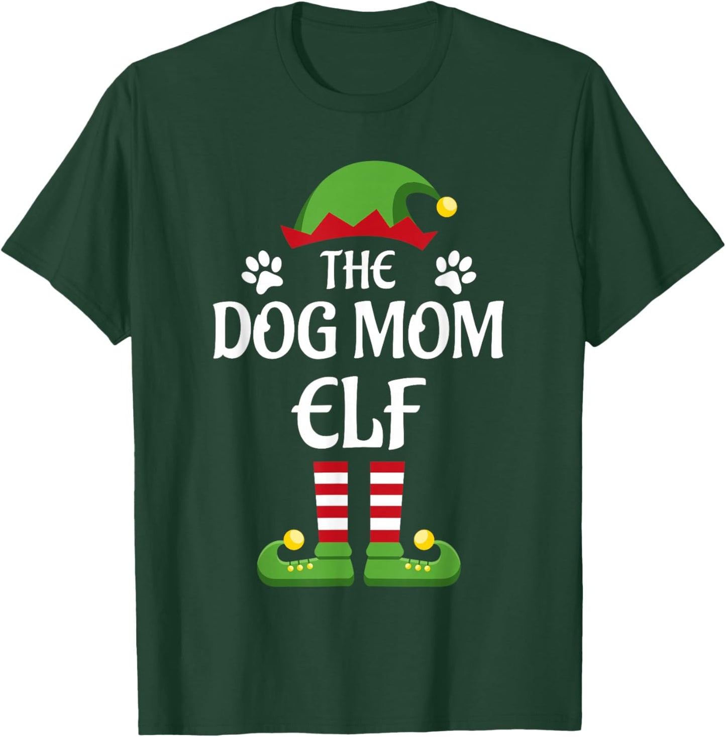 The Dog Mom Elf Family Matching Group Christmas T-Shirt - T-Shirt | Forest