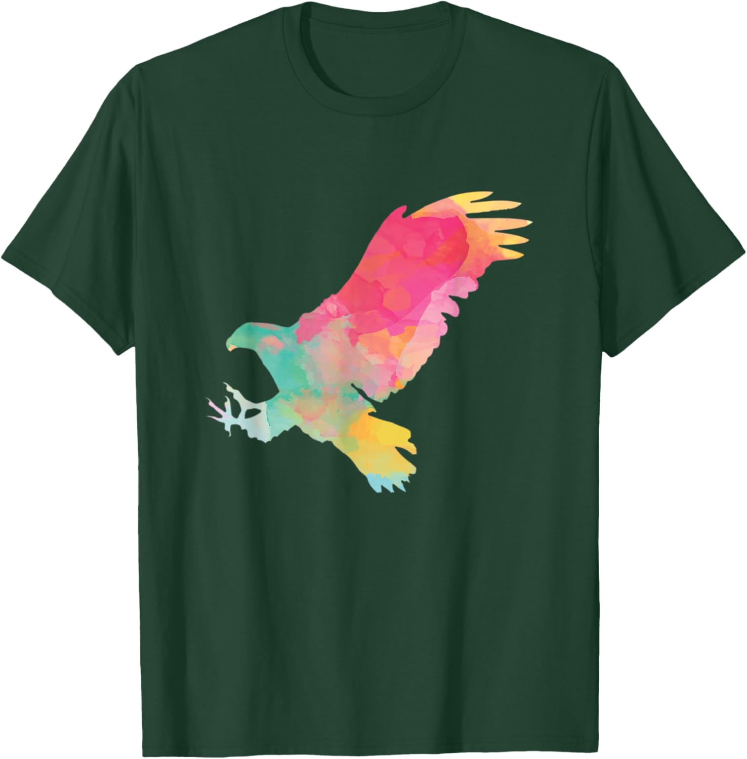 Watercolor Flying Hawk Colorful Birders Bird Watching T-Shirt - T-Shirt | Forest