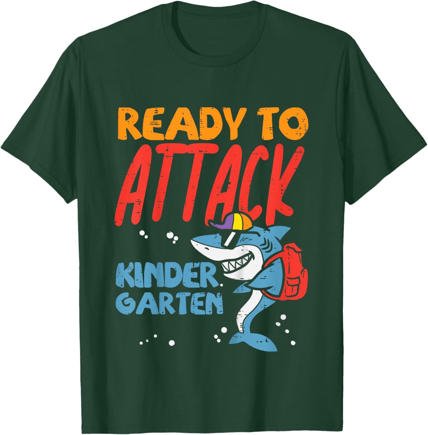 Kids Ready To Attack Kindergarten Shark First Day Of Back To Boys T-Shirt - T-Shirt | Forest