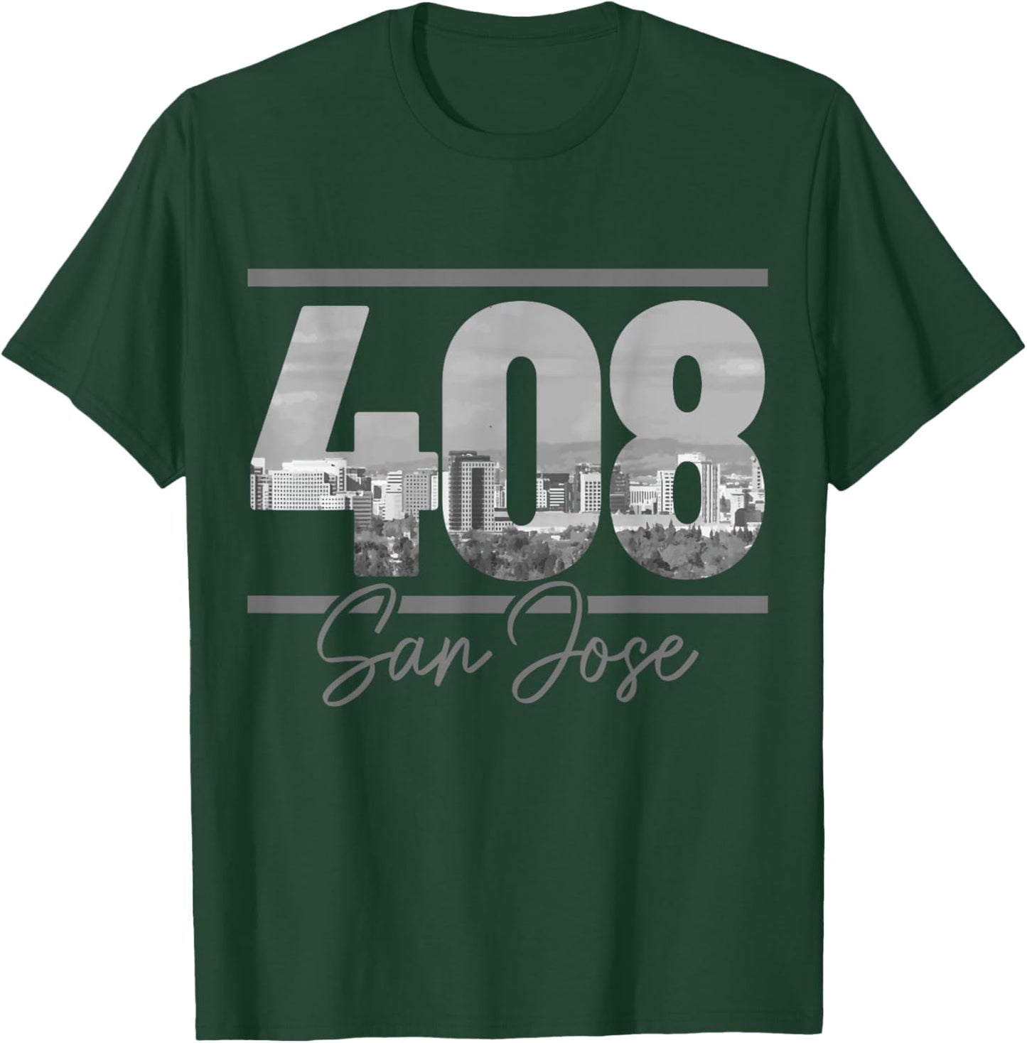San Jose 408 Area Code Vintage California Skyline T-Shirt - T-Shirt | Forest