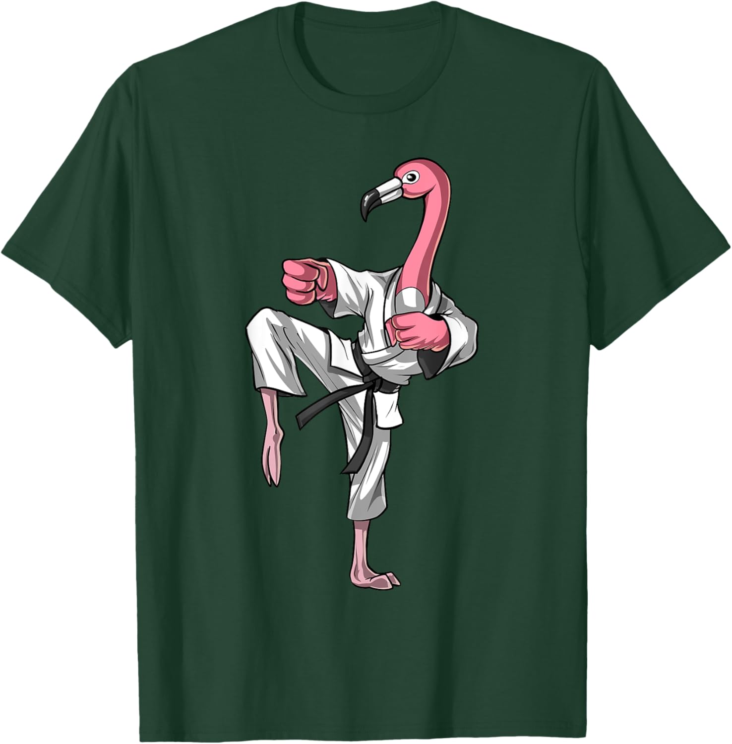 Flamingo Bird Karate Ninja Kickboxing Taekwondo Martial Arts T-Shirt - T-Shirt | Forest