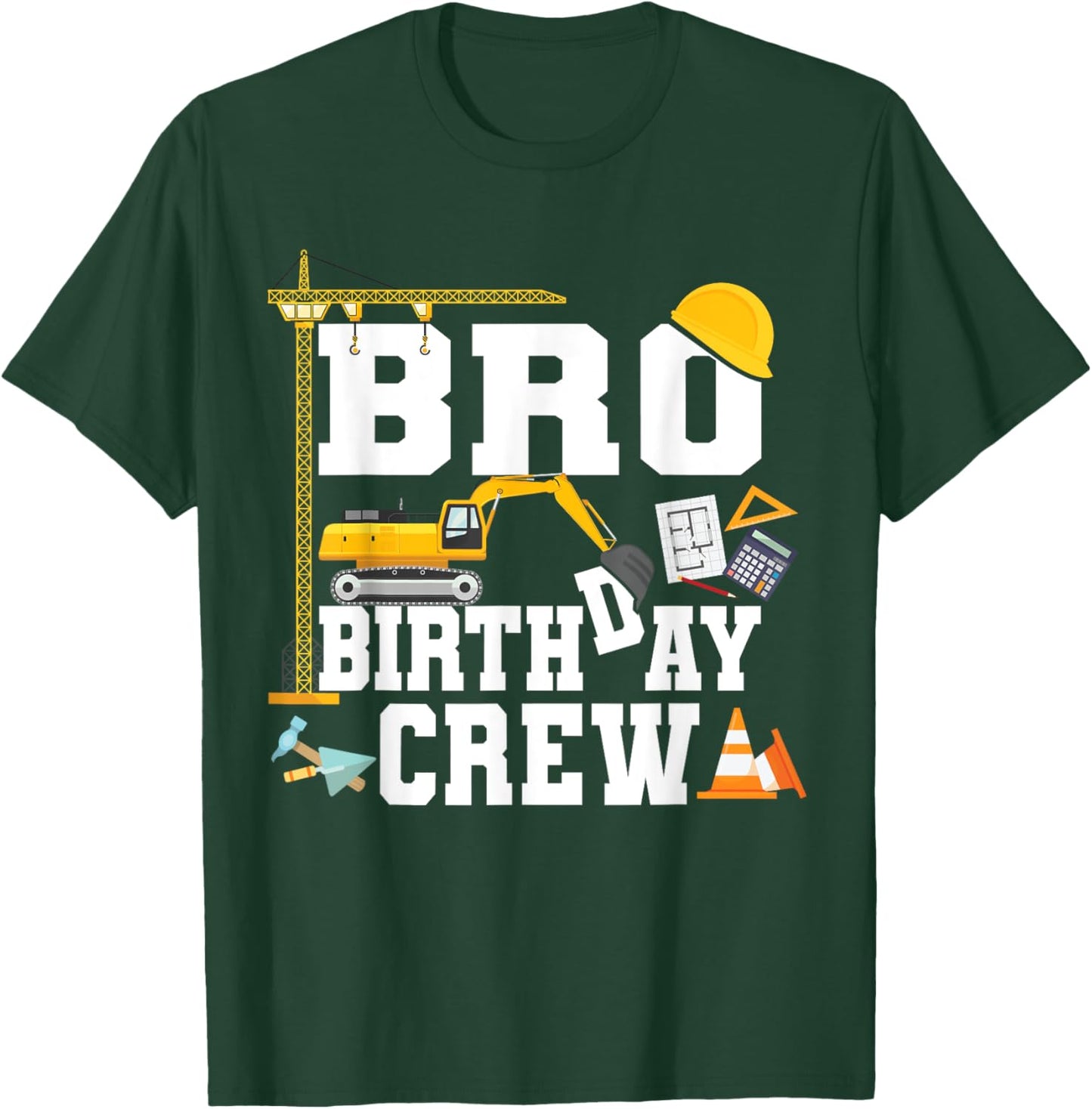 Bro Birthday Crew Shirt Brother Construction Birthday Party T-Shirt - T-Shirt | Forest