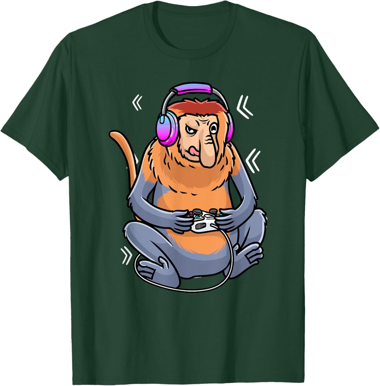 Proboscis Monkey Video Game Gaming Gamer Long-Nosed Monkey T-Shirt - T-Shirt | Forest