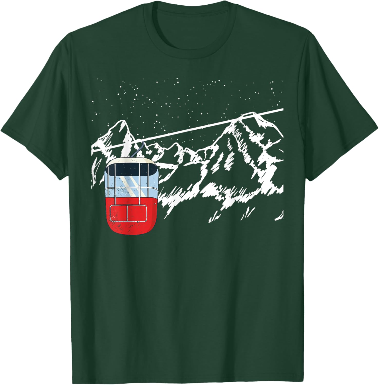 Ski lift gondola, mountains, cable run, cable railway T-Shirt - T-Shirt | Forest