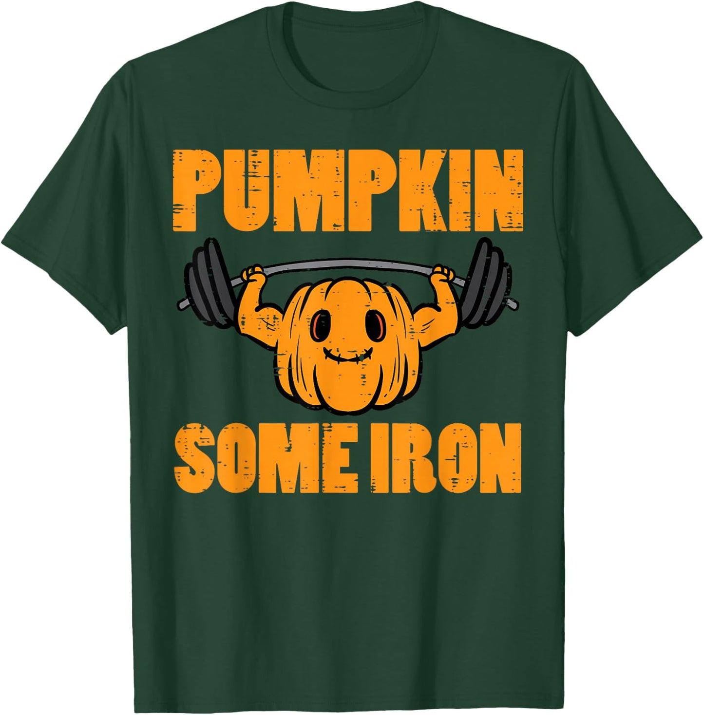 Halloween Gym Pumpkin Some Iron Workout Costume Men Women T-Shirt - T-Shirt | Forest