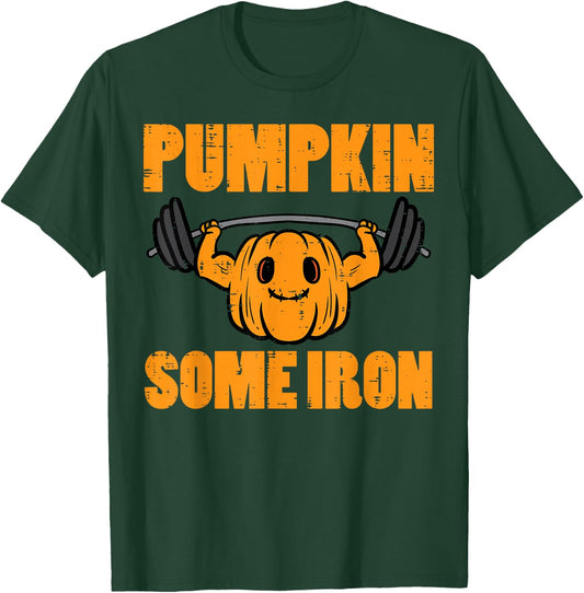 Halloween Gym Pumpkin Some Iron Workout Costume Men Women T-Shirt - T-Shirt | Forest