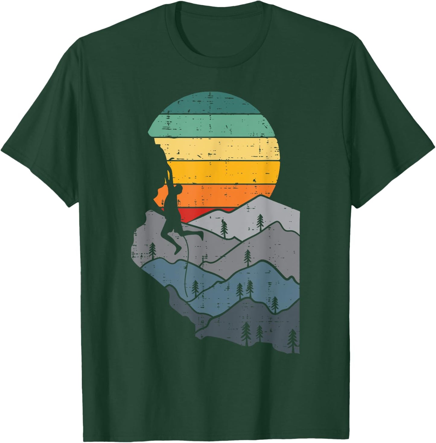 Mountain Climbing Retro Climber Mountaineer Men Women Kids T-Shirt - T-Shirt | Forest
