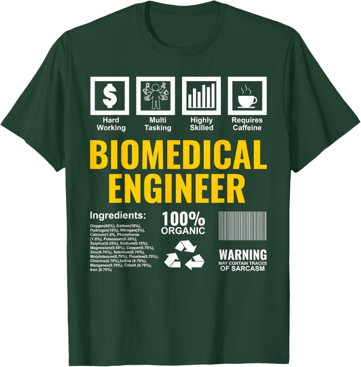 Biomedical Engineer Facts Label Biomedical Engineering T-Shirt - T-Shirt | Forest