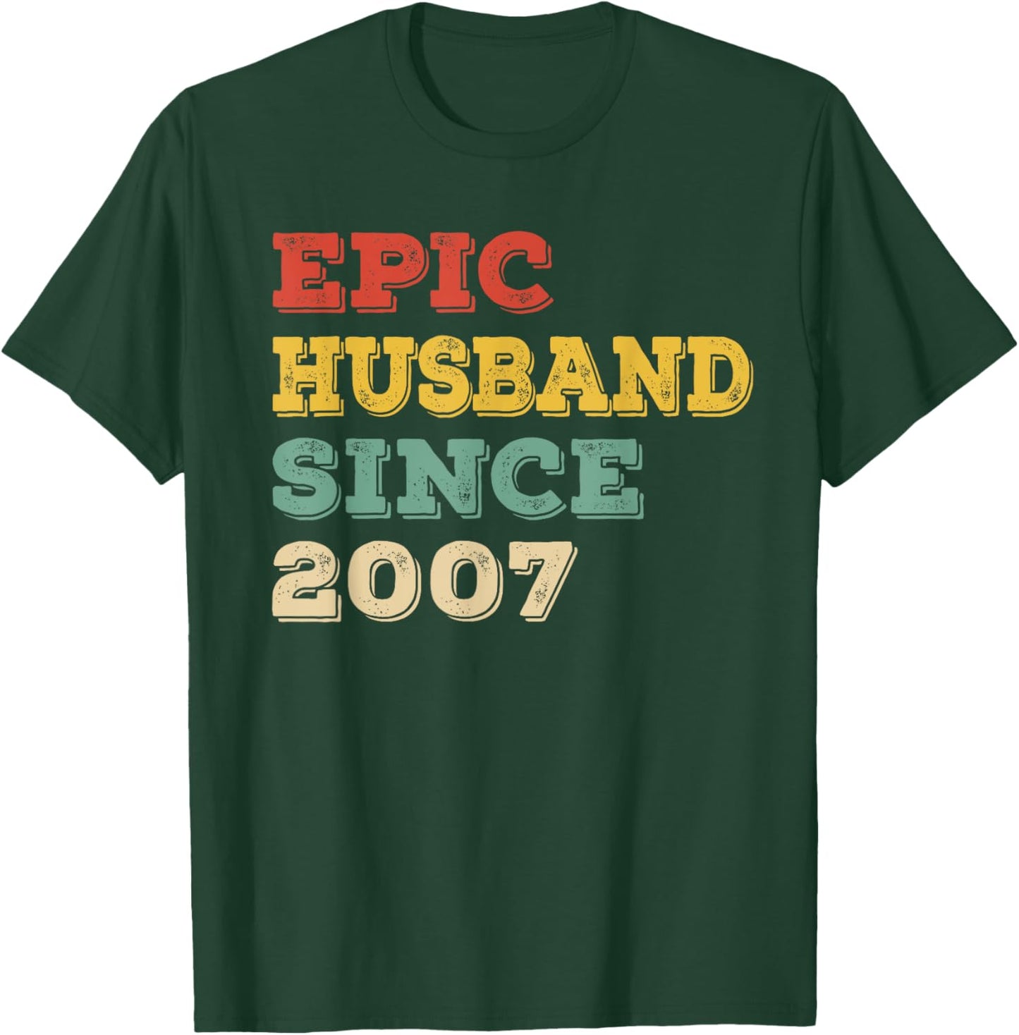 18th Wedding Anniversary Epic Husband Since 2007 T-Shirt - T-Shirt | Forest