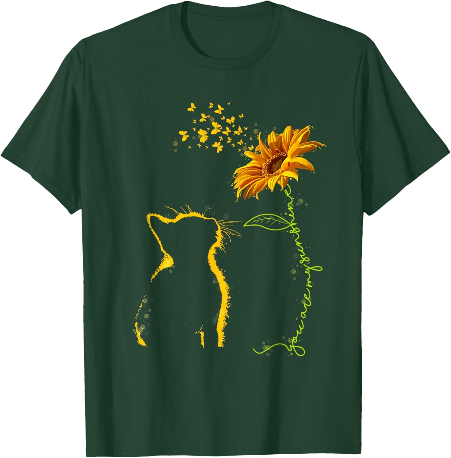 Sitting Yellow Kitten Sunflower Fragrance Butterfly T-Shirt - T-Shirt | Forest