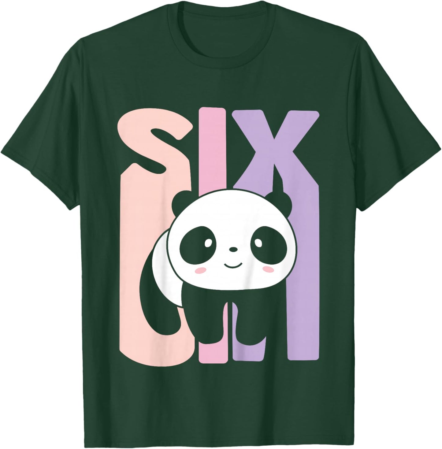 6 Year Old Cute Panda Birthday Girl 6th B-day T-Shirt - T-Shirt | Forest