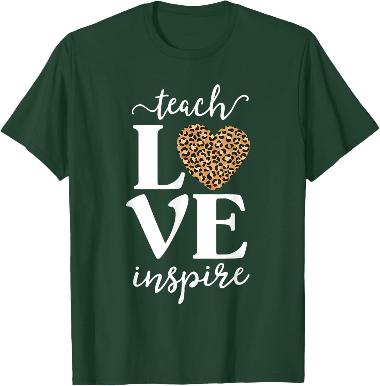 Love Leopard Print Teacher Cheetah School Inspire Teach Women Girls Kids T-Shirt - T-Shirt | Forest