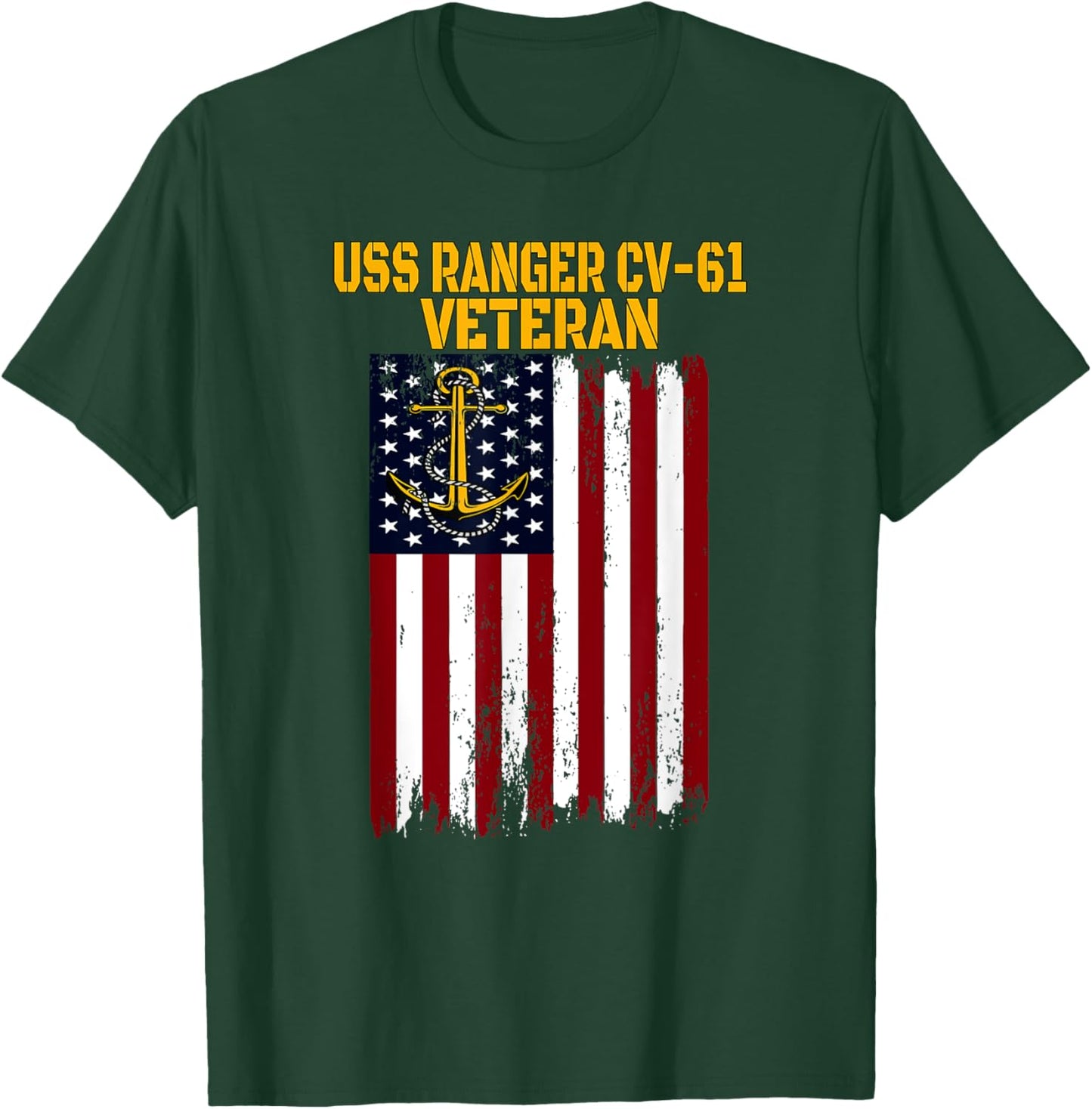 USS Ranger CV-61 CVA-61 Aircraft Carrier Veteran's Day T-Shirt - T-Shirt | Forest