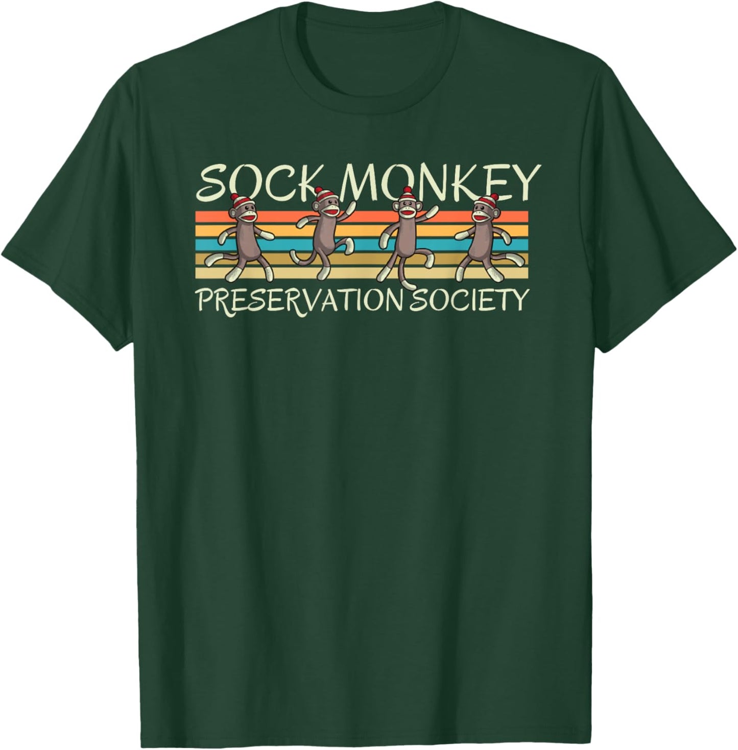 Sock Monkey Preservation Society Retro Vintage Stripes T-Shirt - T-Shirt | Forest