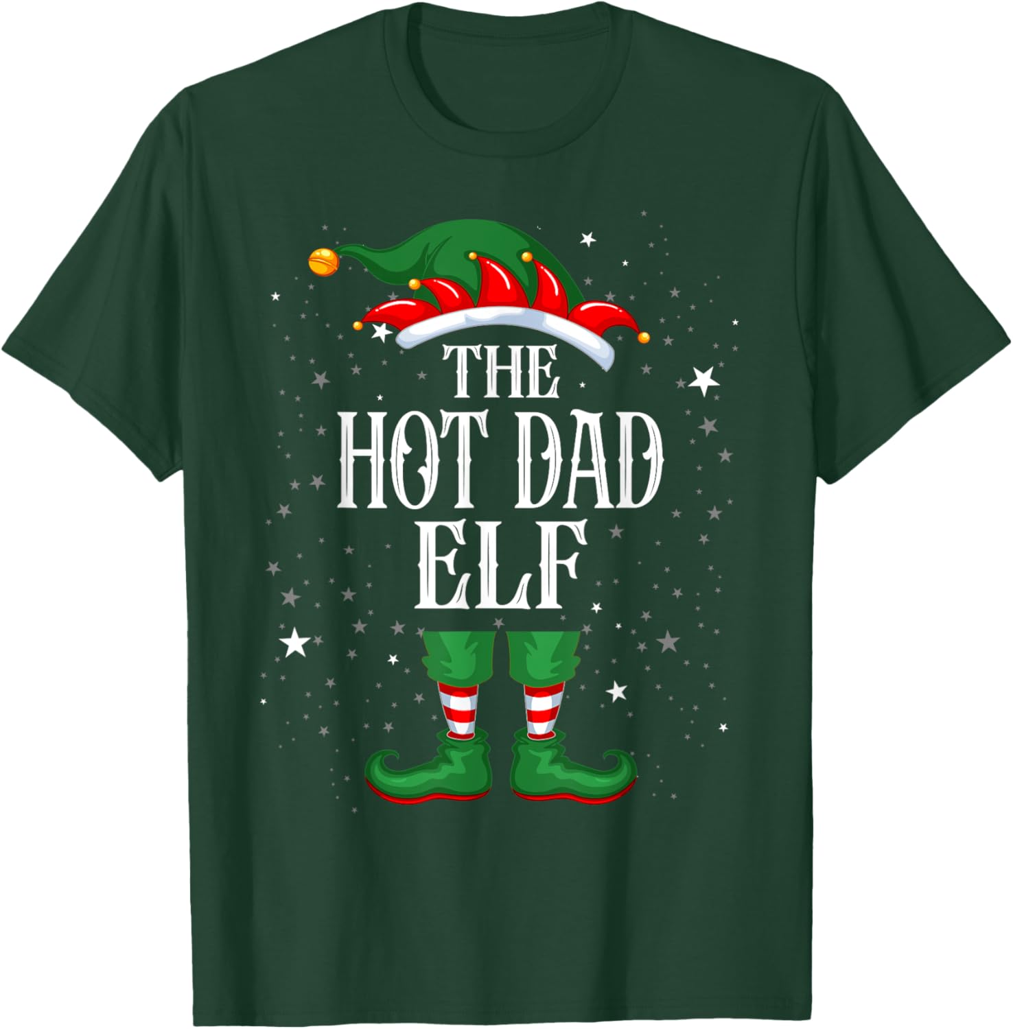 Christmas Elf Matching Family Group Funny The Hot Dad Elf T-Shirt - T-Shirt | Forest