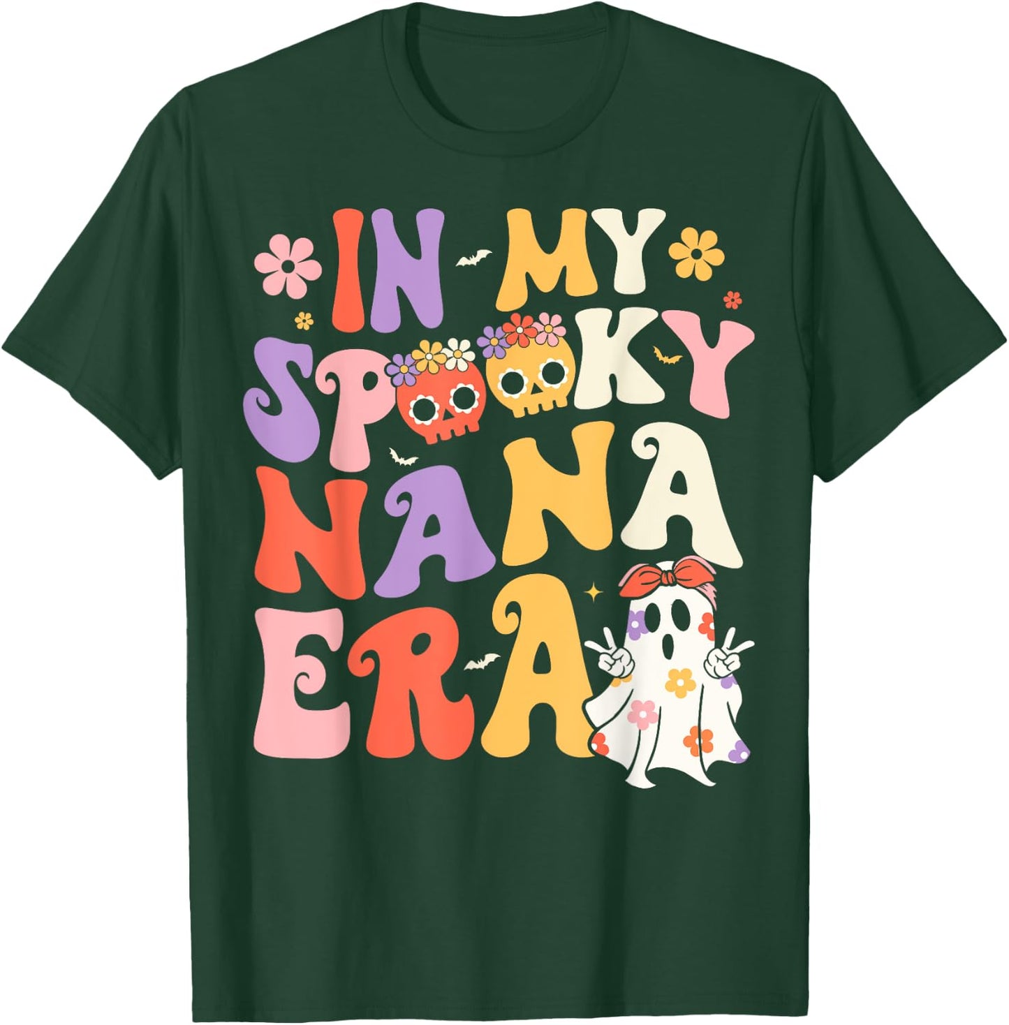 In My Spooky Nana Era Groovy Ghost Halloween Grandma T-Shirt - T-Shirt | Forest