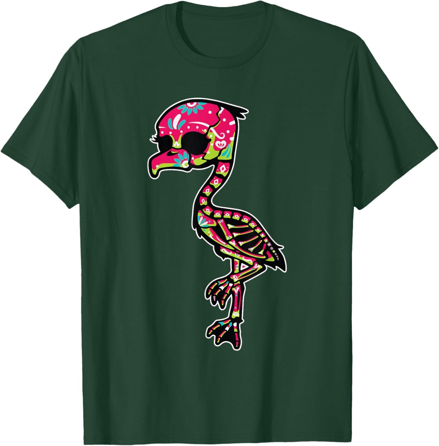 Flamingo Sugar Skull Dia De Los Muertos Mexican Day Of Dead T-Shirt - T-Shirt | Forest