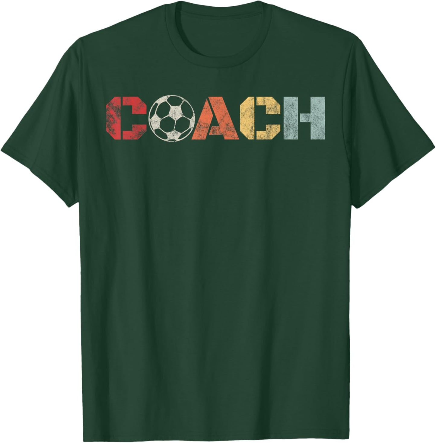 Soccer Coach Retro Vintage Instructional Soccer Ball Staff T-Shirt - T-Shirt | Forest